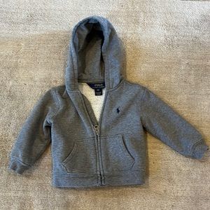 Polo Toddler Boys gray zip up hoodie! EUC